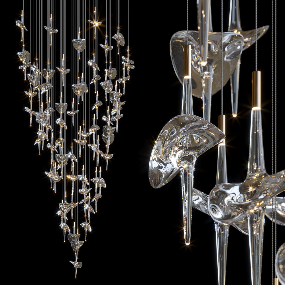 Crystal Disc Spire Chandelier