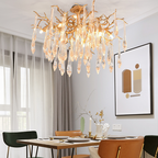 Iris Raindrop Brass Branch Crystal Ceiling Light Flushmount by Bling Lighting Studio