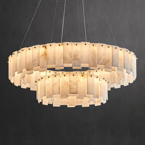 Halos Alabaster Round/Square Chandelier by Bling Lighting Studio