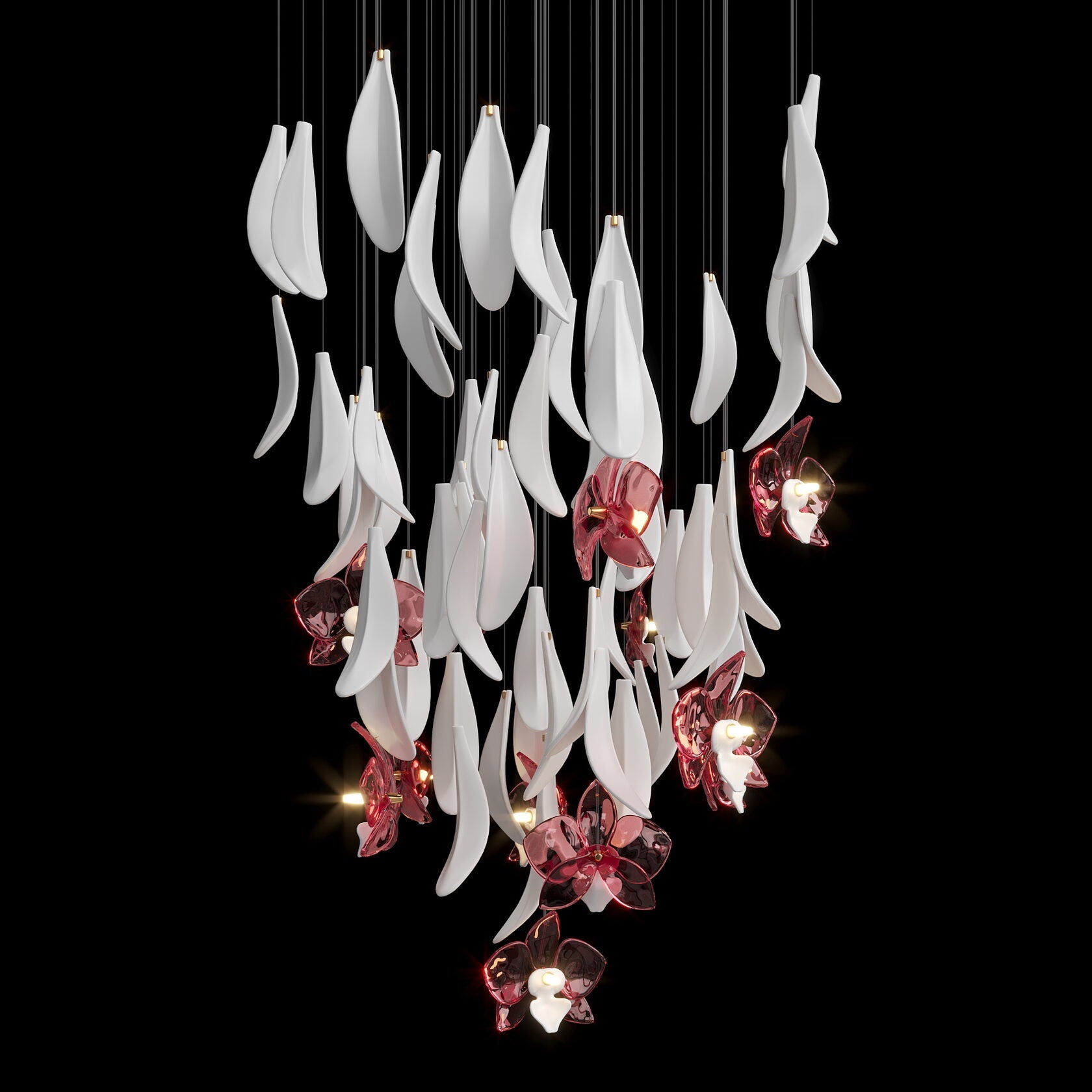 Green Orchid Cascade Chandelier