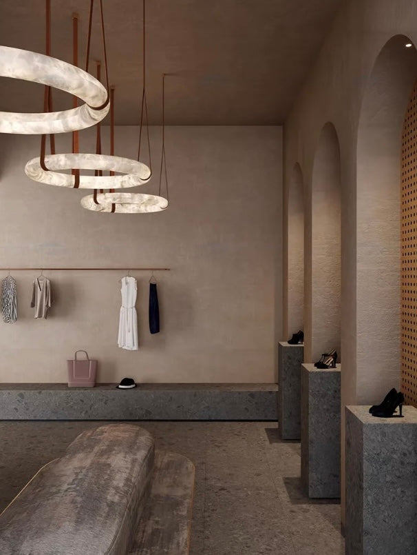 Modern Round Alabaster Chandelier for Living Room/Bedroom by Bling Lighting Studio