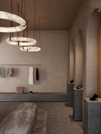 Modern Round Alabaster Chandelier for Living Room/Bedroom by Bling Lighting Studio