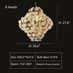 Brass and Ceramic Flower Art Chandelier Post Modern Light Luxury Style for Living and Dining Areas
