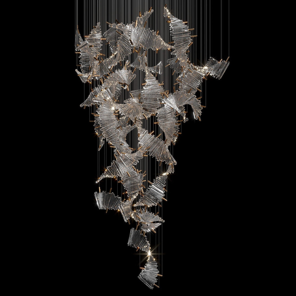 Crimson Fan Wave Chandelier