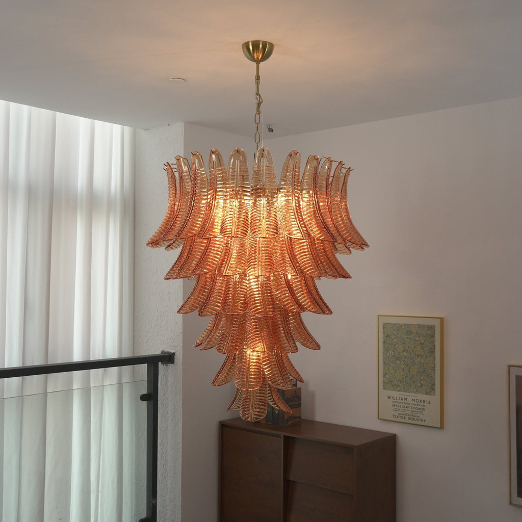 Amber Leaf Cascade Chandelier Glass lighting by Bling Lighting Studio