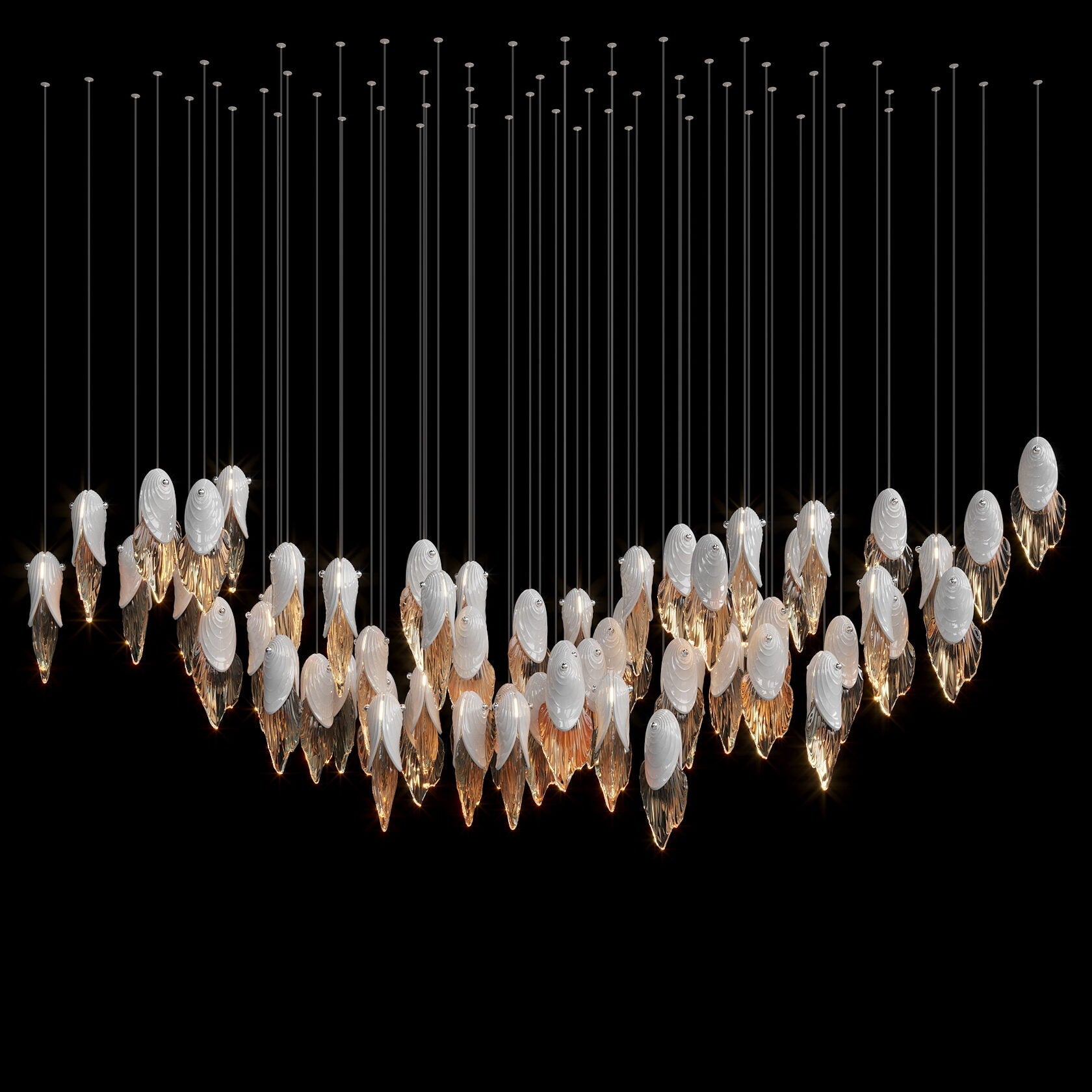 White Shell Cascade Chandelier