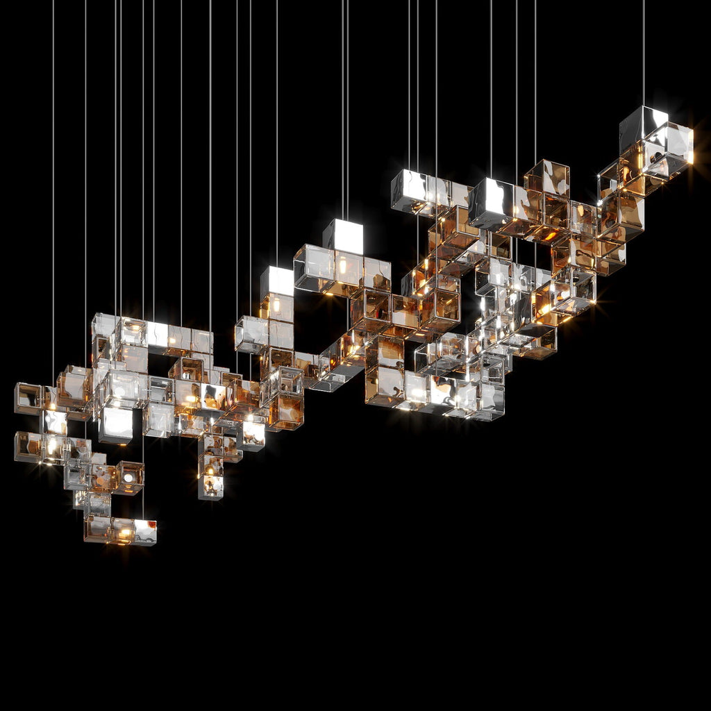 Smoke Cube Grid Chandelier