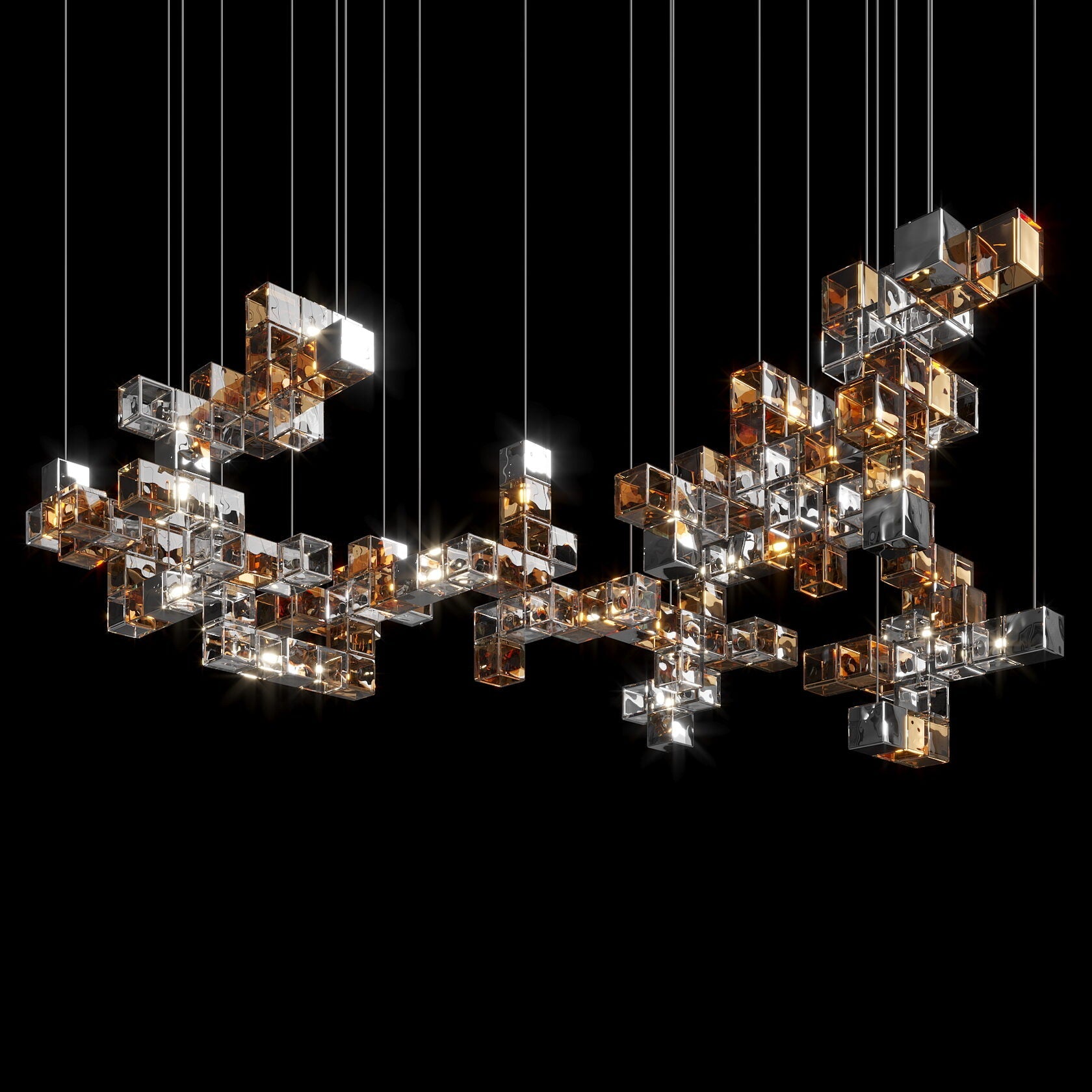 Smoke Cube Grid Chandelier