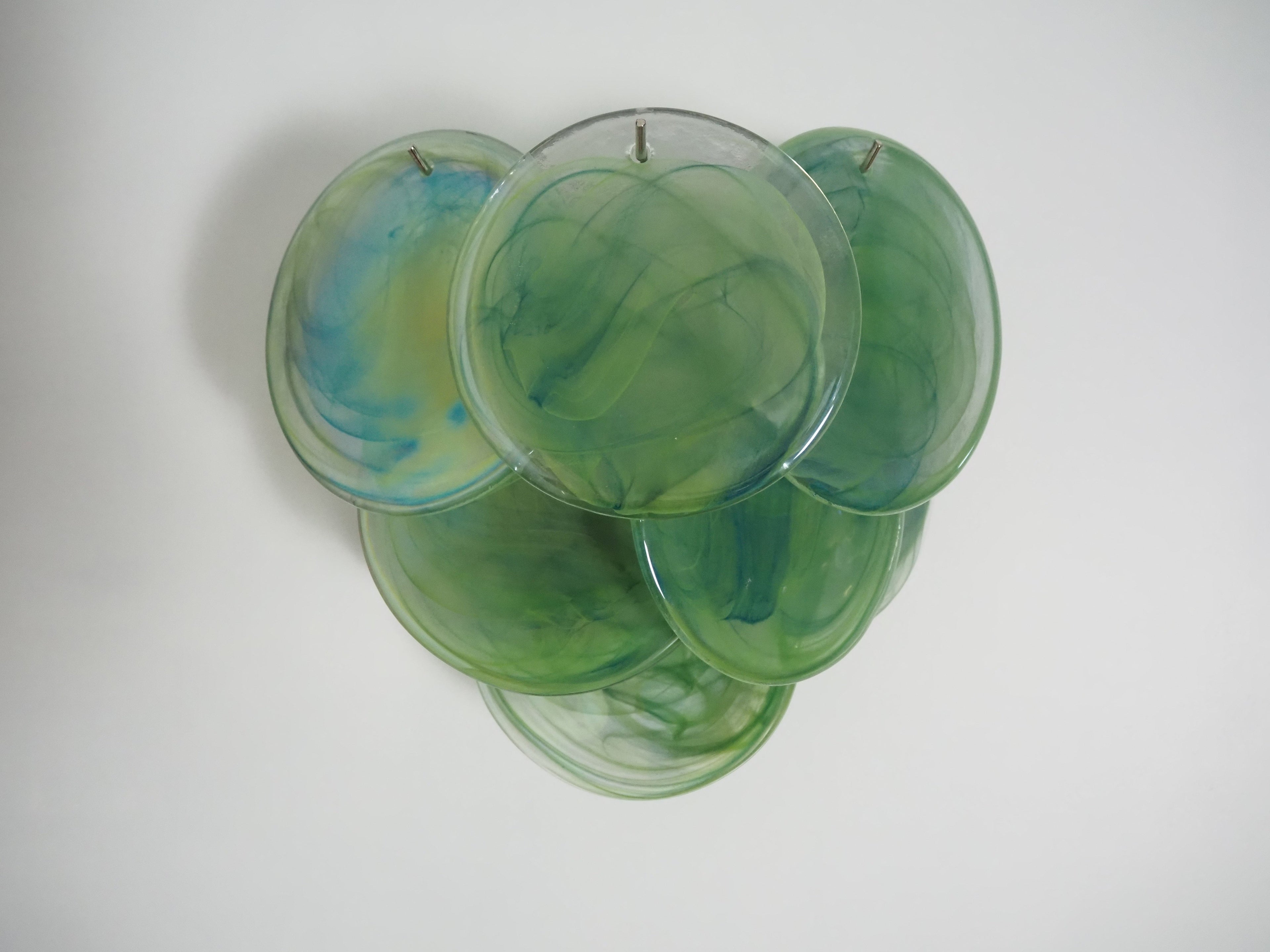 Murano Wall Lamp | 10 Alabaster Green Disc Glass | Set of 2