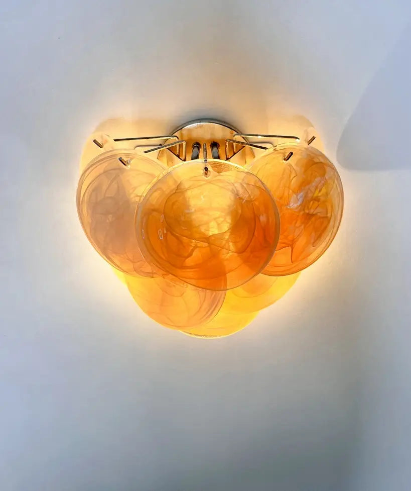 Murano Wall Lamp | 10 Alabaster Gold Disc Glass | Set of 2