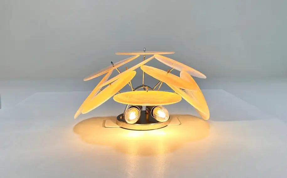 Murano Wall Lamp | 10 Alabaster Gold Disc Glass | Set of 2