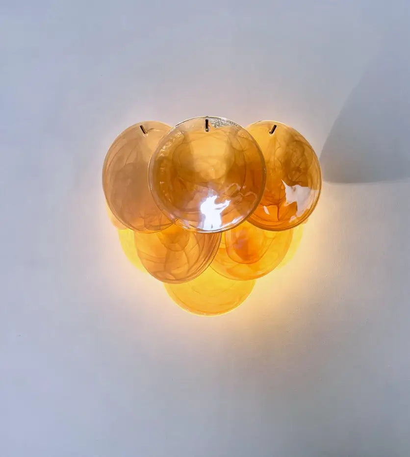 Murano Wall Lamp | 10 Alabaster Gold Disc Glass | Set of 2