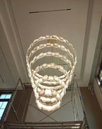 Modern Multi-layer White Alabaster Chandelier for Staircase/Foyer by Bling Lighting Studio