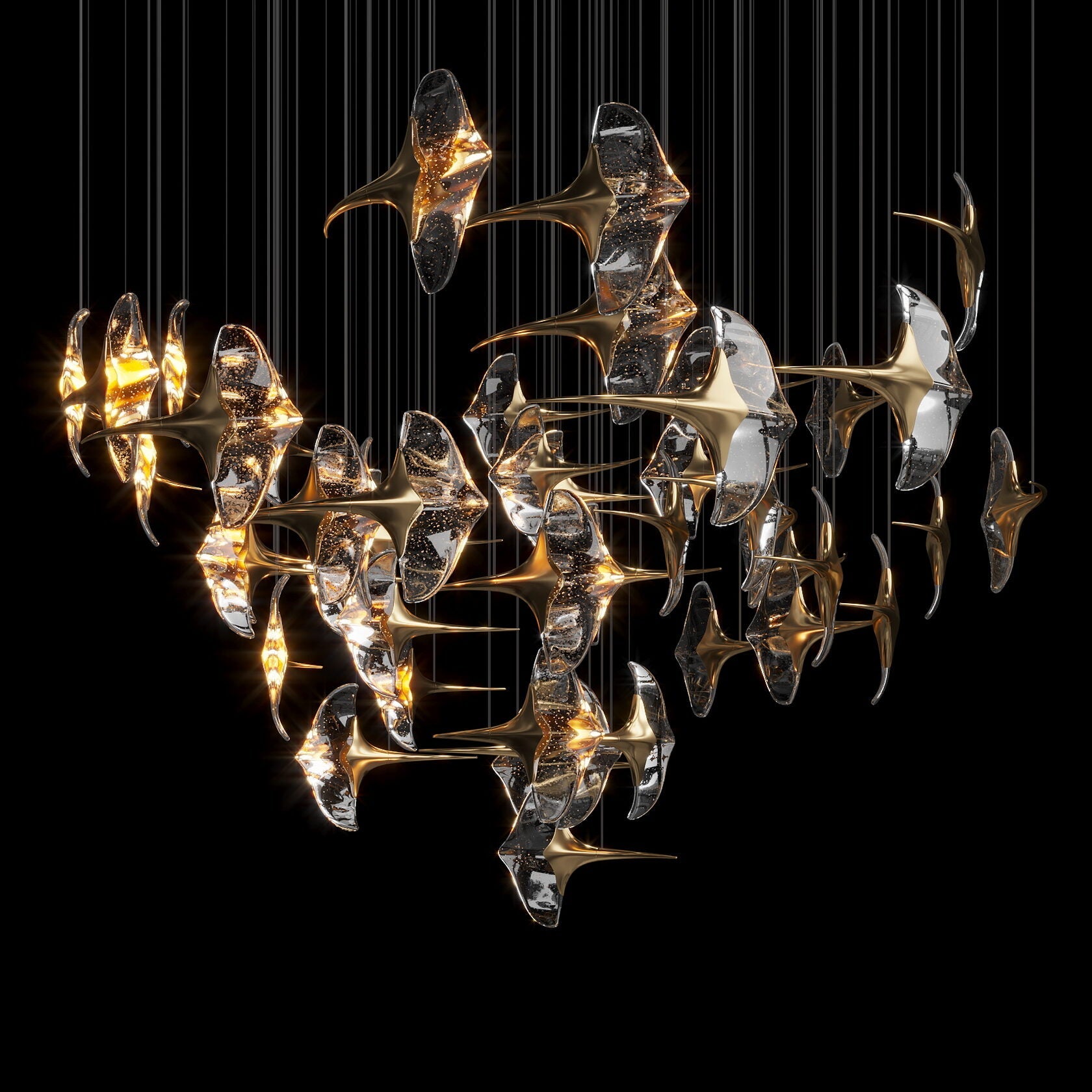 Clear Manta Cluster Chandelier
