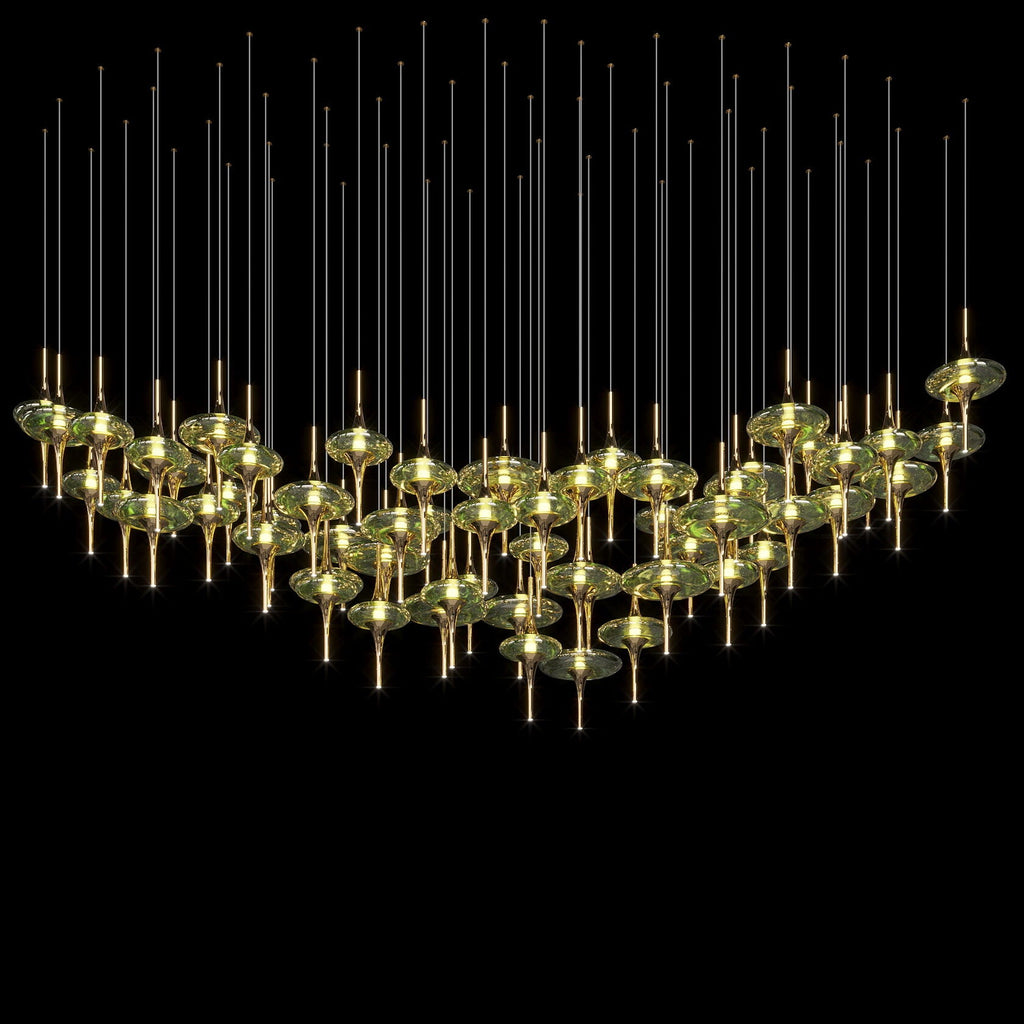 Green Glass Saucer Chandelier