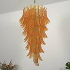 Amber Leaf Cascade Chandelier Glass lighting by Bling Lighting Studio