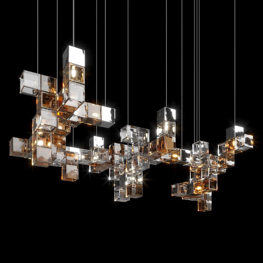 Smoke Cube Grid Chandelier