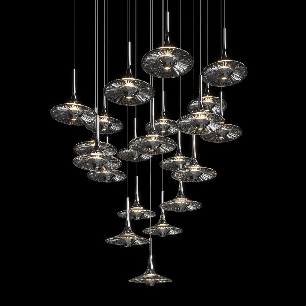 Smoke Saucer Cluster Chandelier