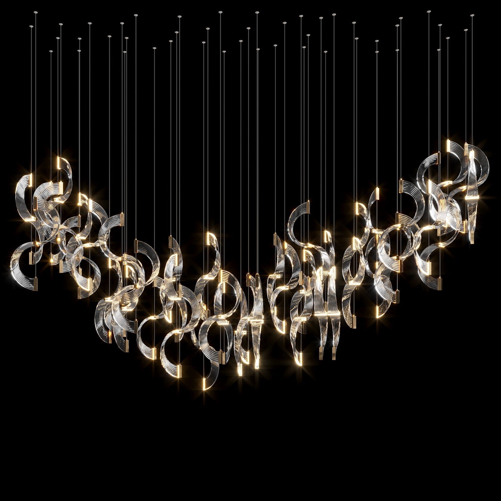 Crystal Crescent Cascade Chandelier