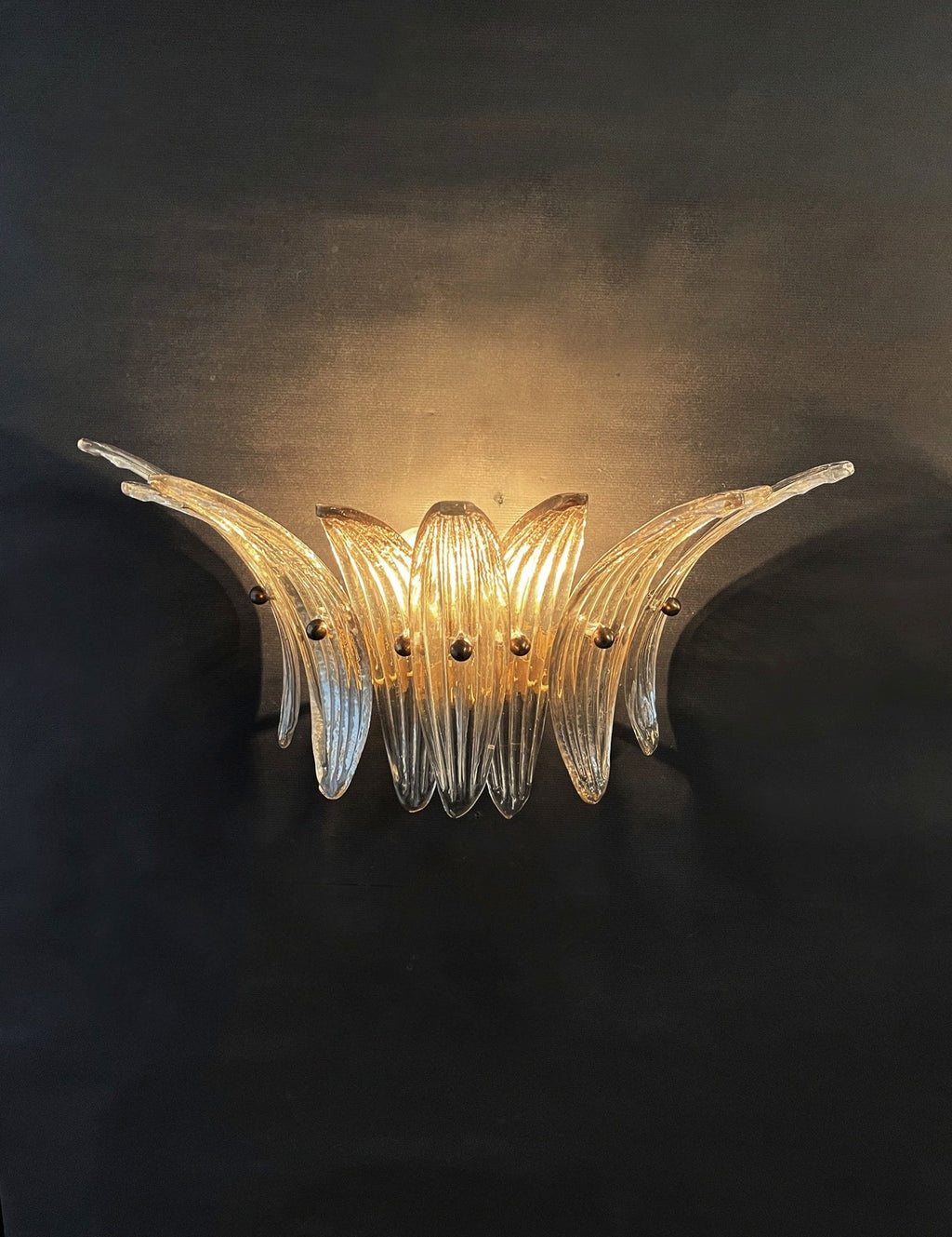 Murano Wall Lamp | 9 Smoked Palmette Glass | Set of 2