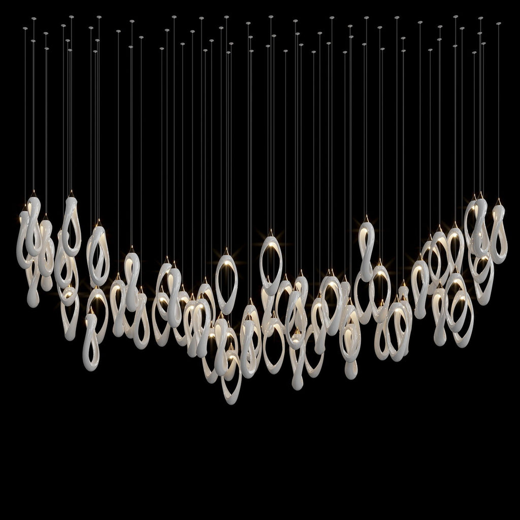 White Ribbon Loop Chandelier