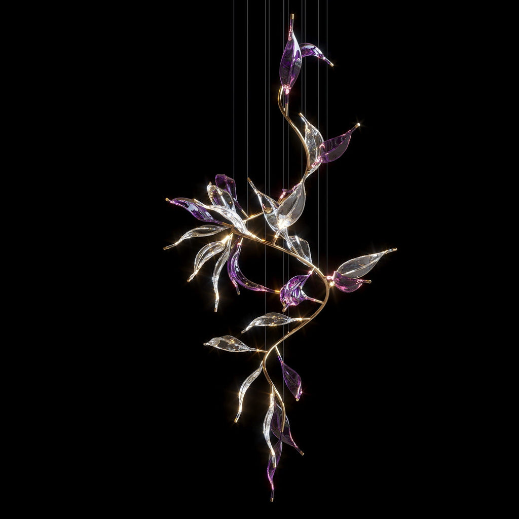 Green Glass Leaf Vine Chandelier