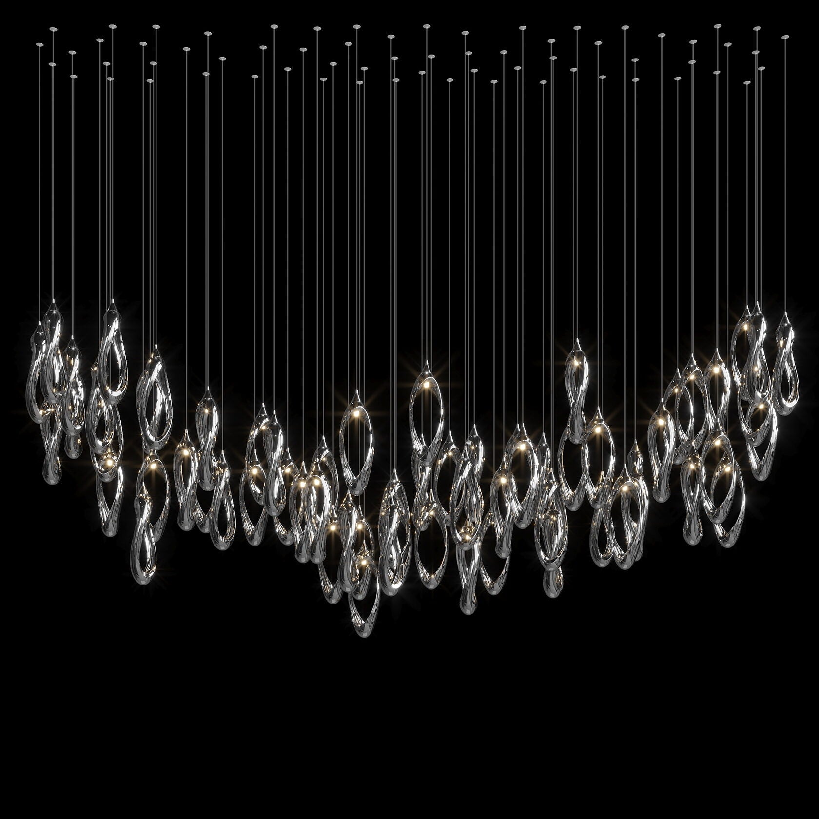 White Ribbon Loop Chandelier