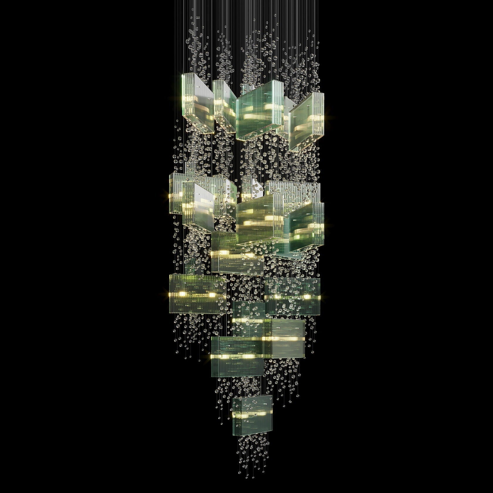 Green Crystal Rain Chandelier