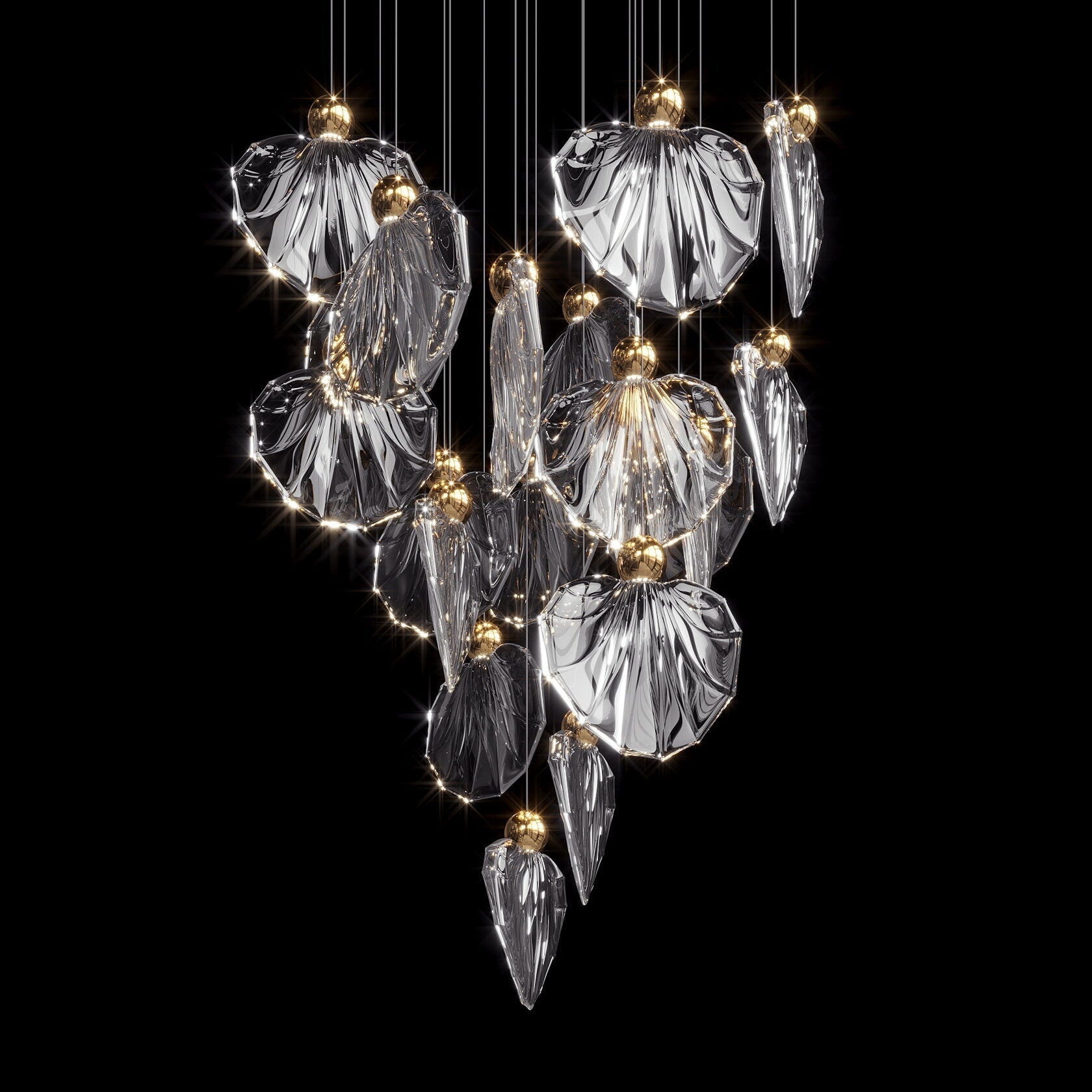 Smoke Shell Cluster Chandelier