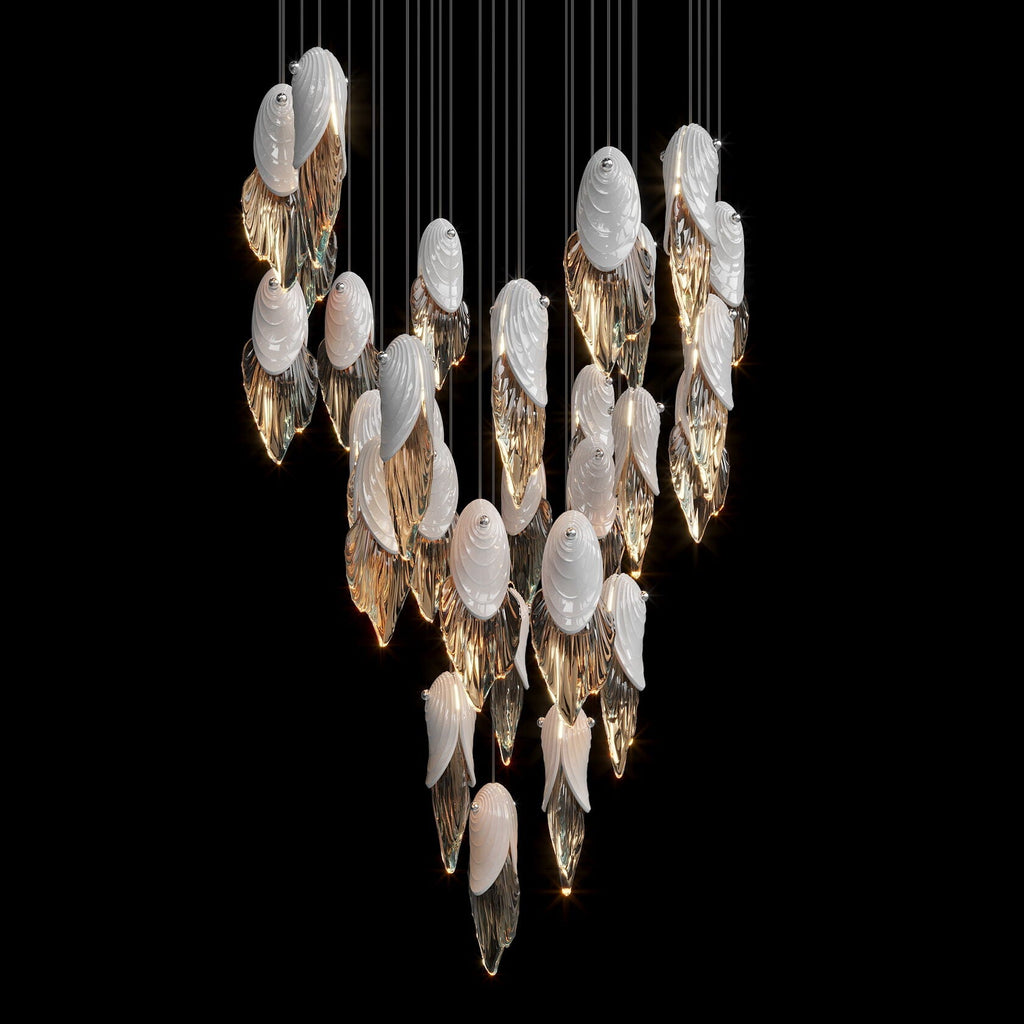 White Shell Cascade Chandelier