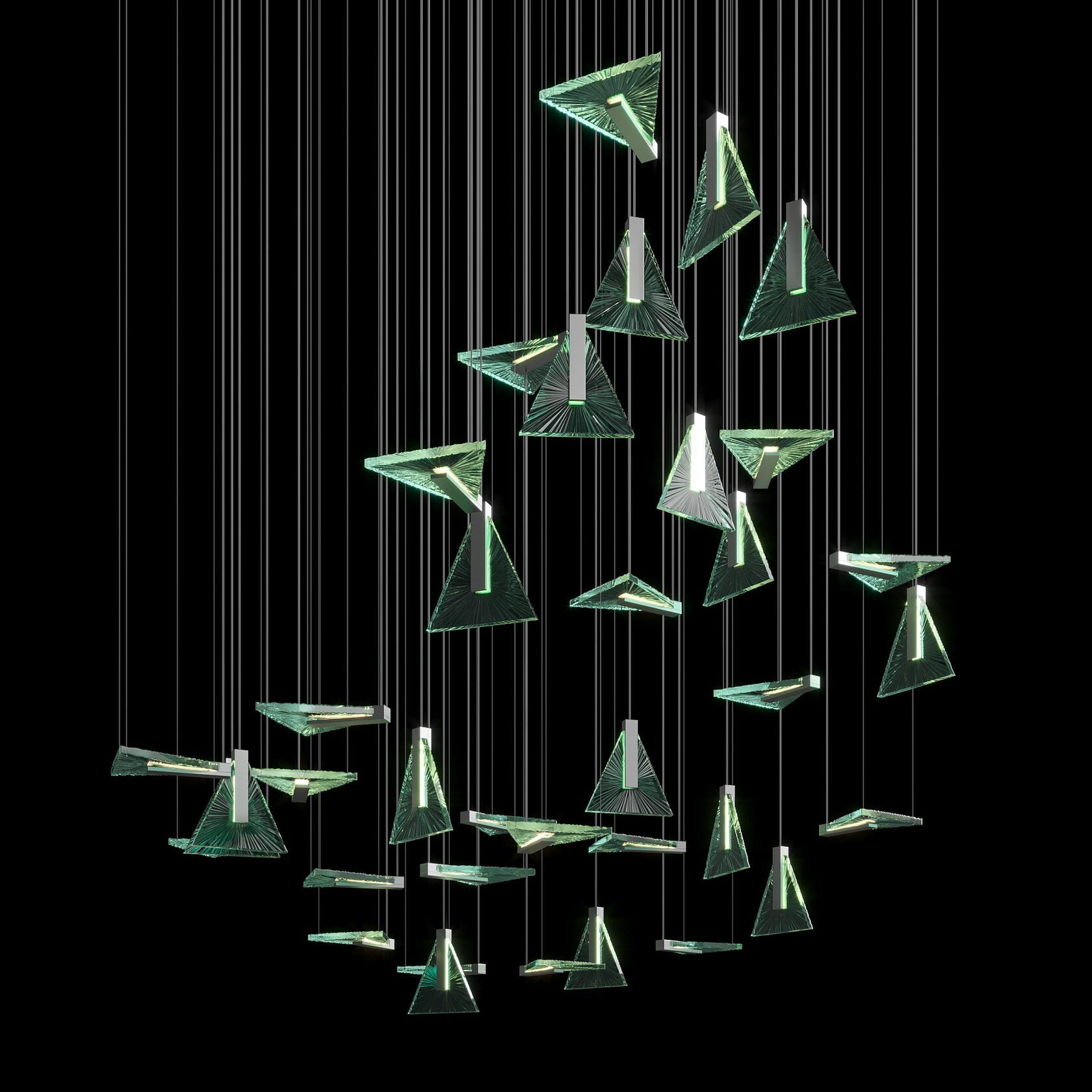 Green Prism Kite Chandelier