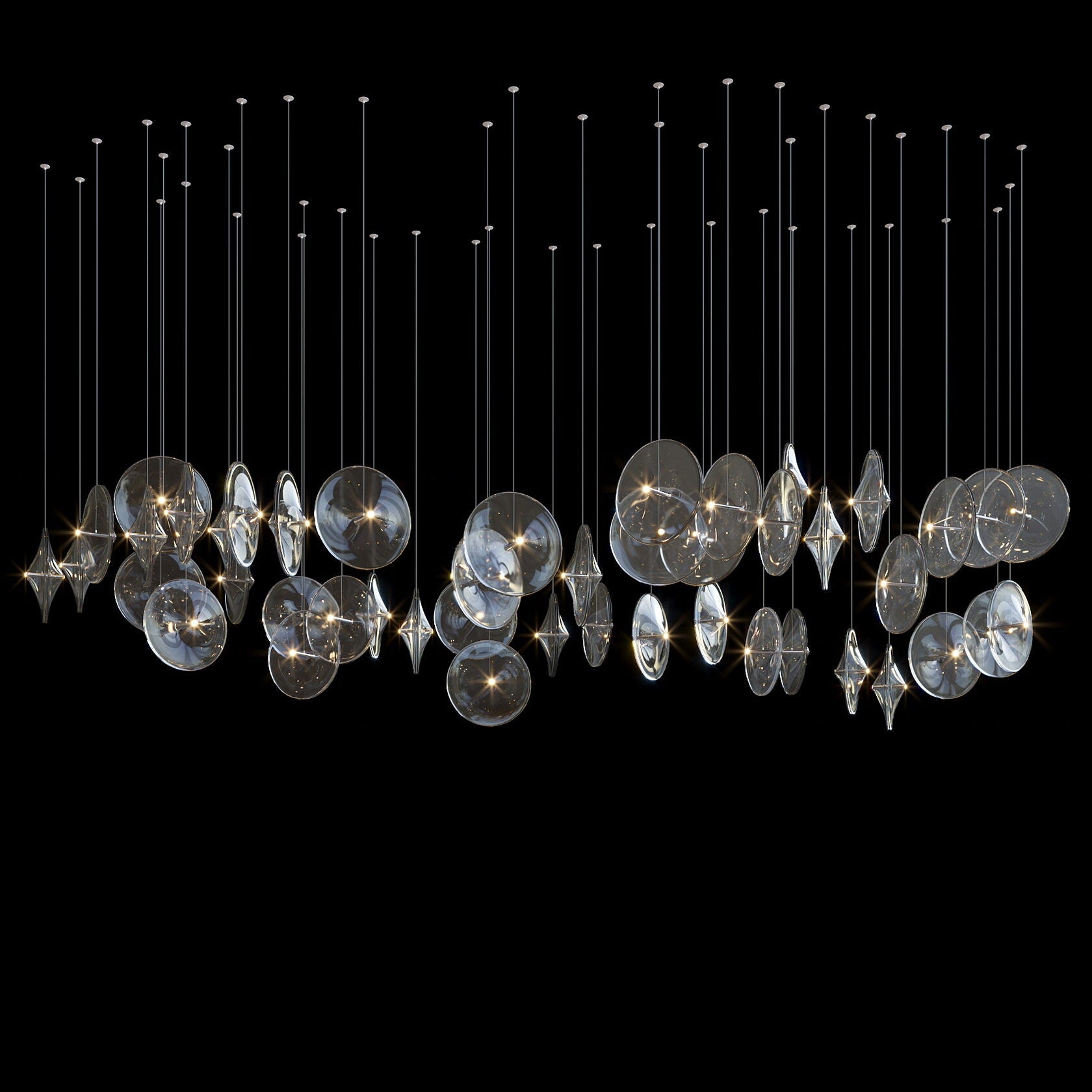 Smoke Glass Disc Cluster Chandelier