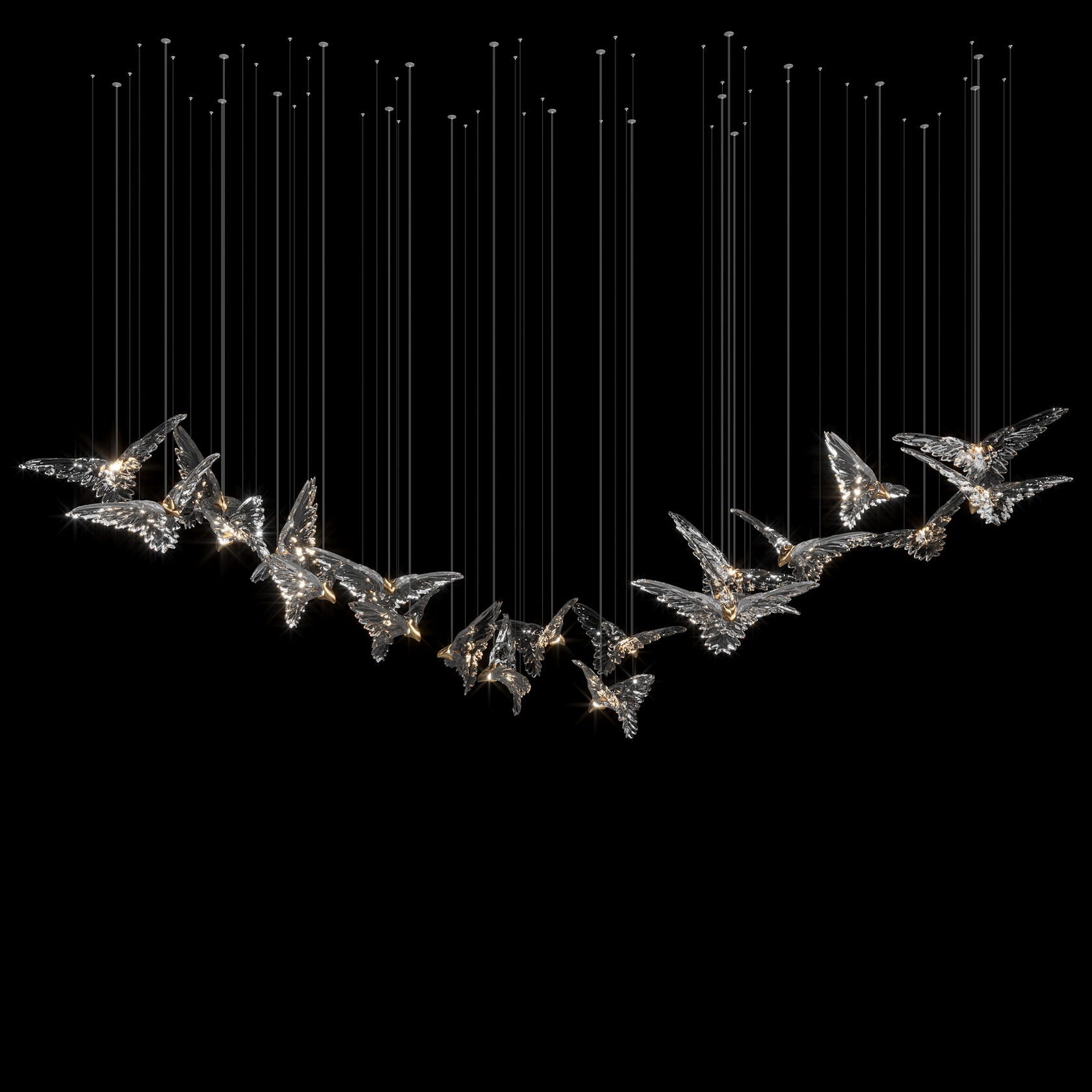 Crystal Bird Flock Chandelier