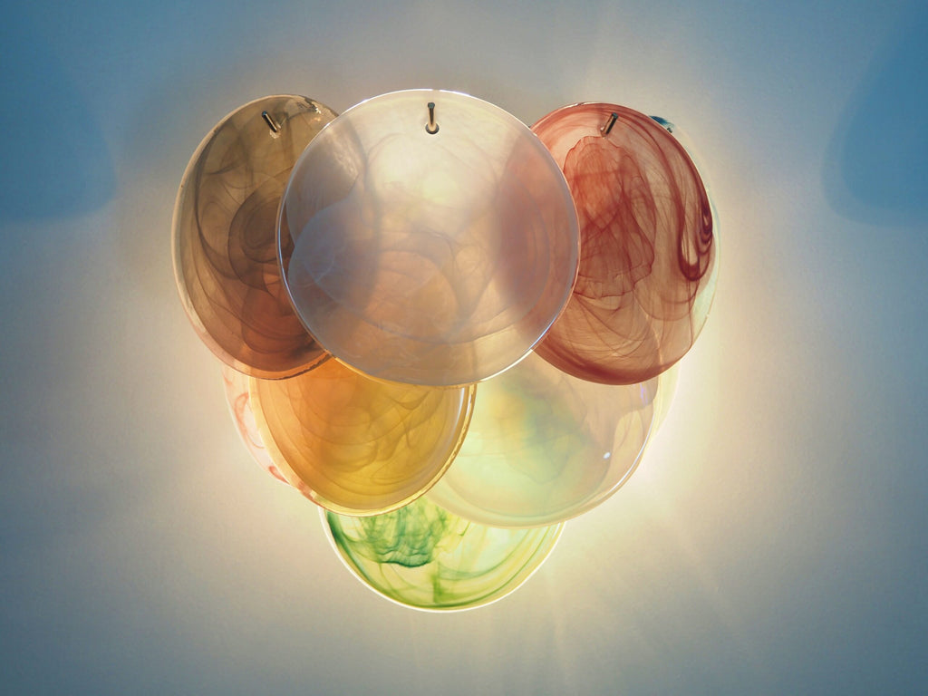Murano Wall Lamp | 10 Multicolour Disc Glass | Set of 2
