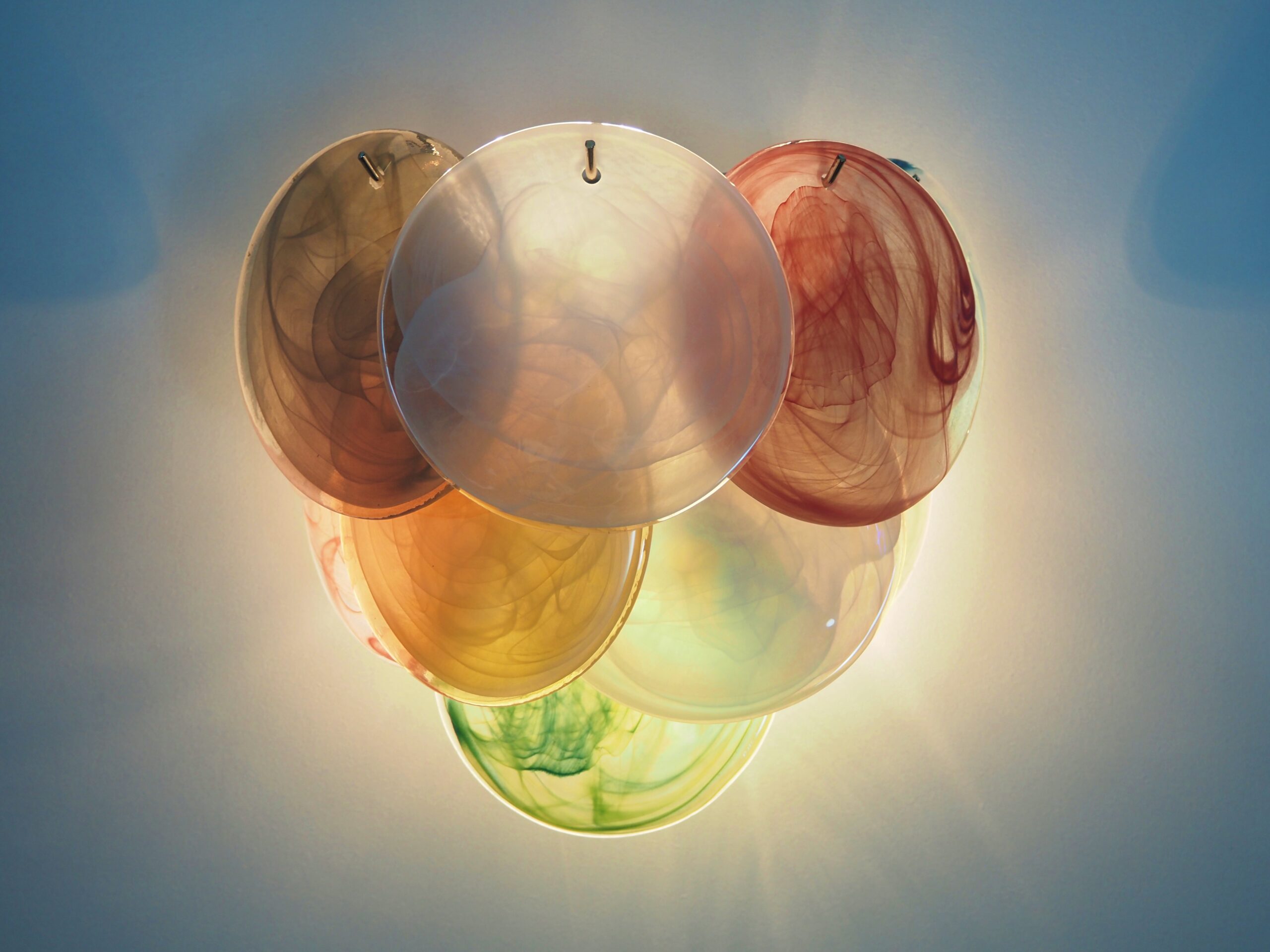 Murano Wall Lamp | 10 Multicolour Disc Glass | Set of 2