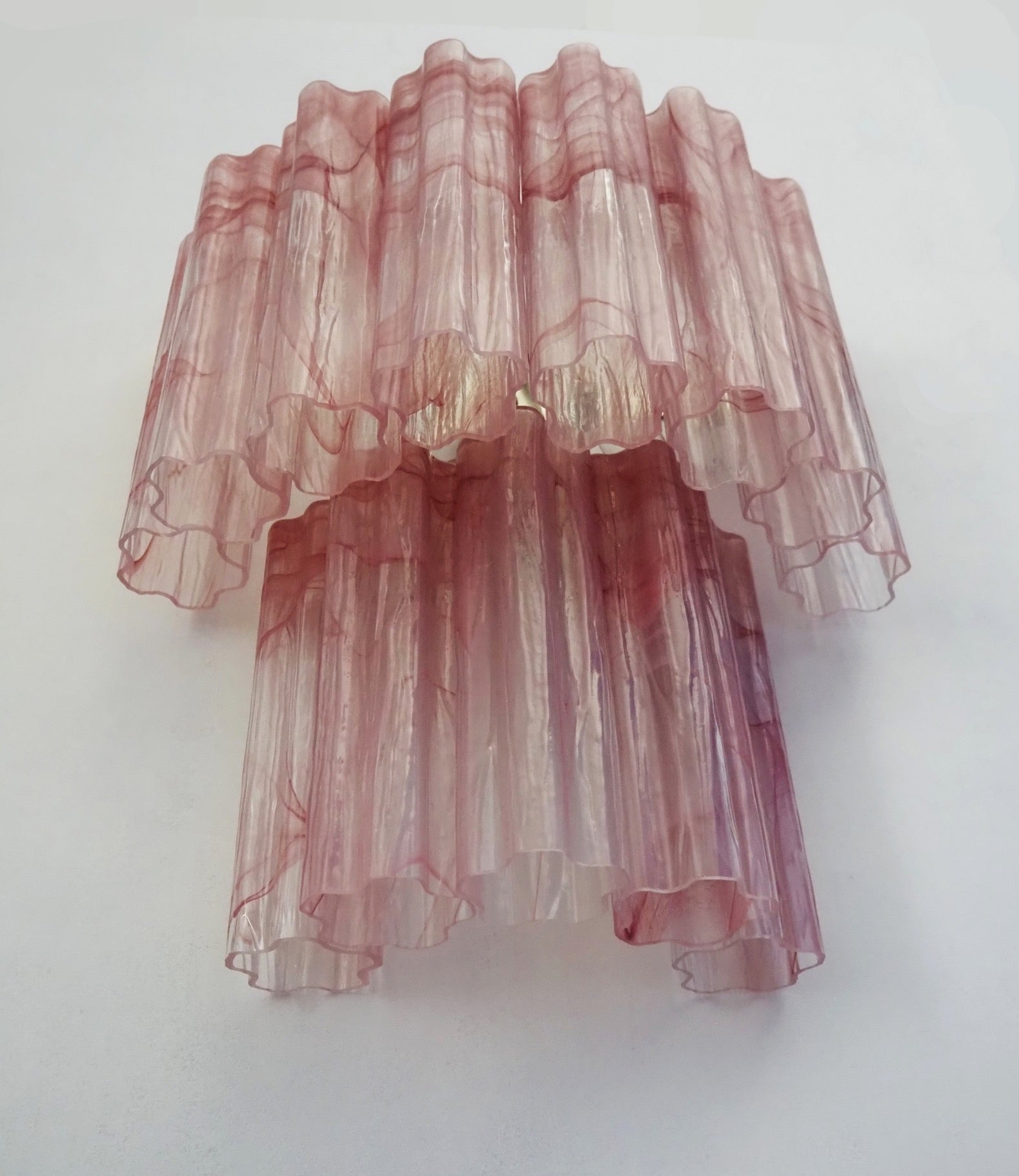 Murano Wall Lamp | 13 Pink Alabaster Glass Tubes | Set of 2