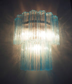 Murano Wall Lamp | 13 Blue Glass Tubes | Set of 2