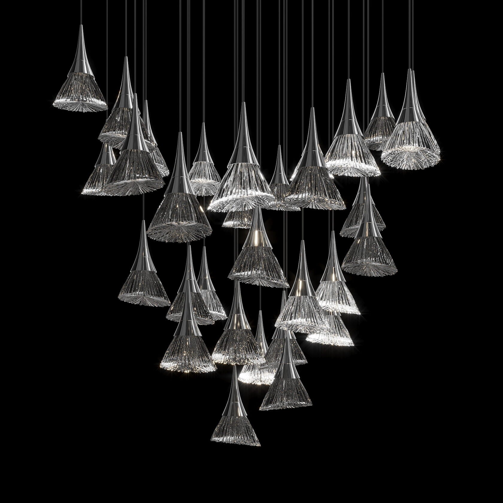 Crystal Fringe Cone Chandelier
