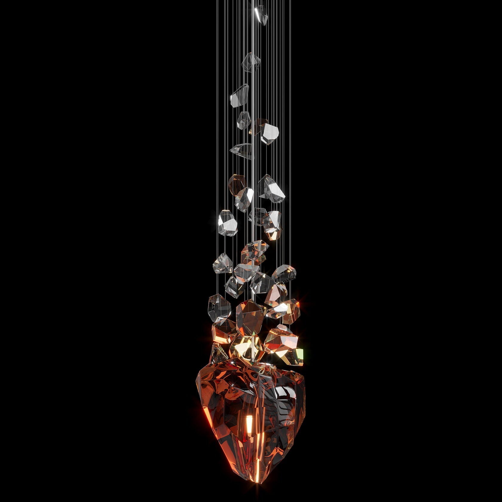 Crimson Crystal Geyser Chandelier