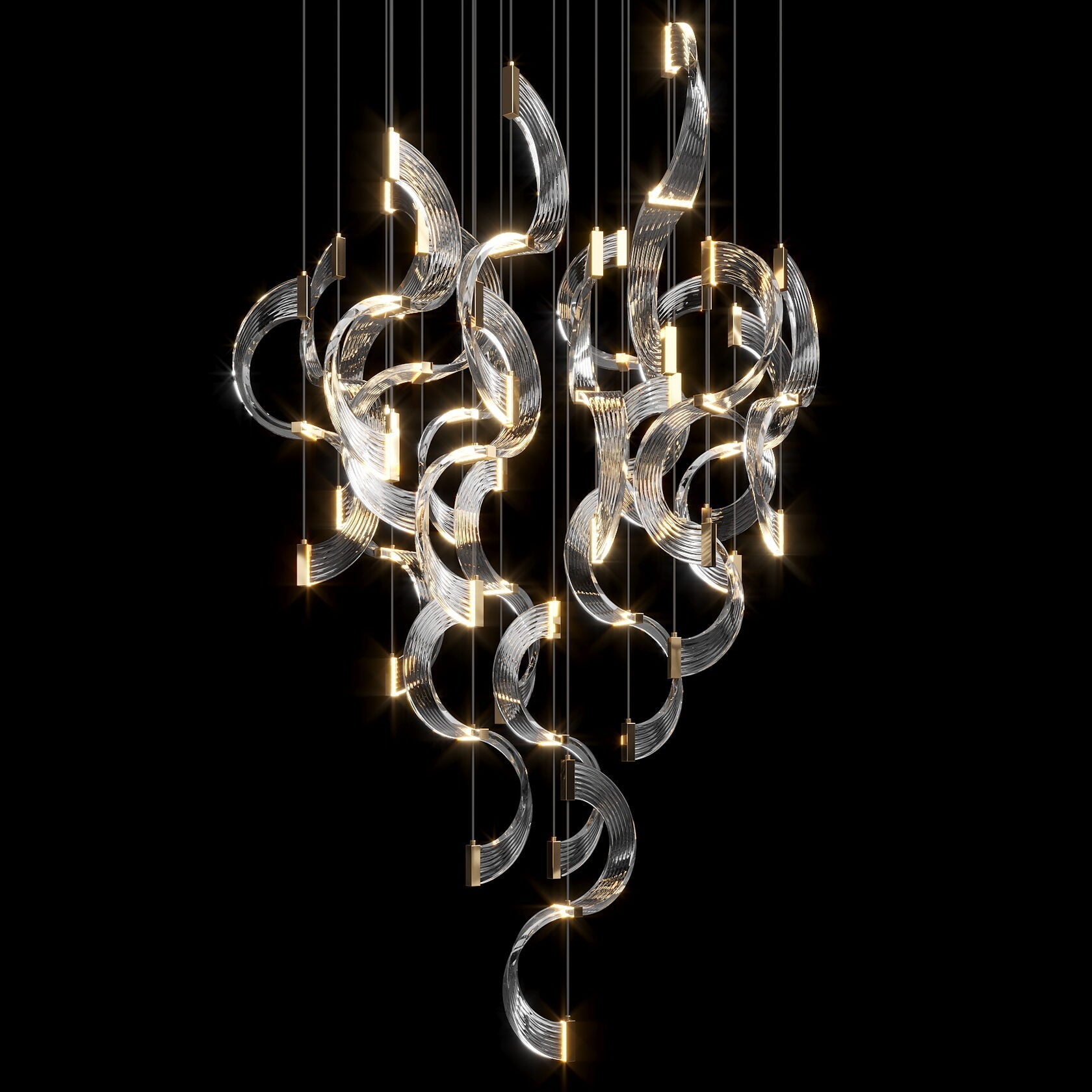 Crystal Crescent Cascade Chandelier