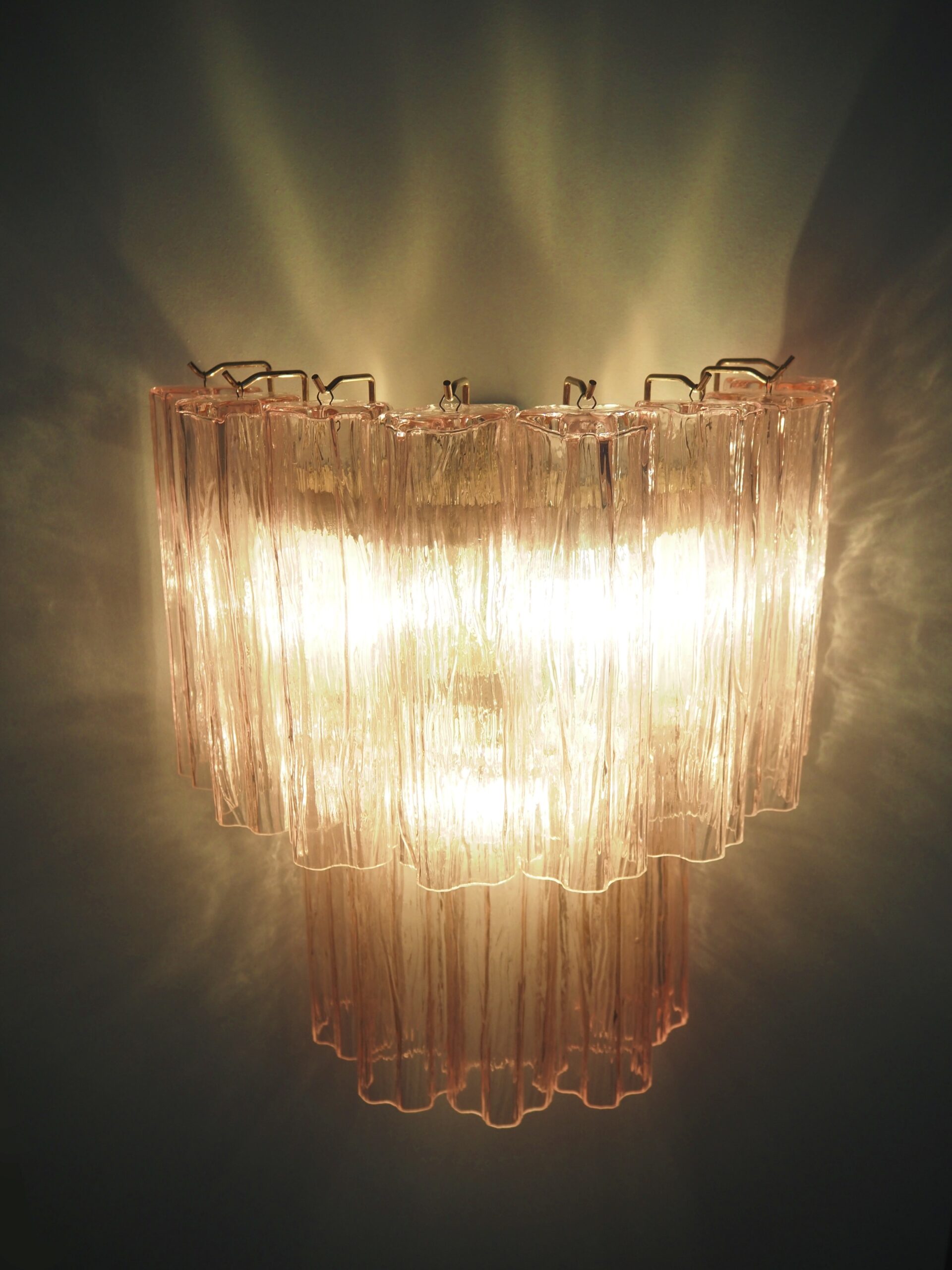 Murano Wall Lamp | 13 Pink Tube Glass | Set of 2