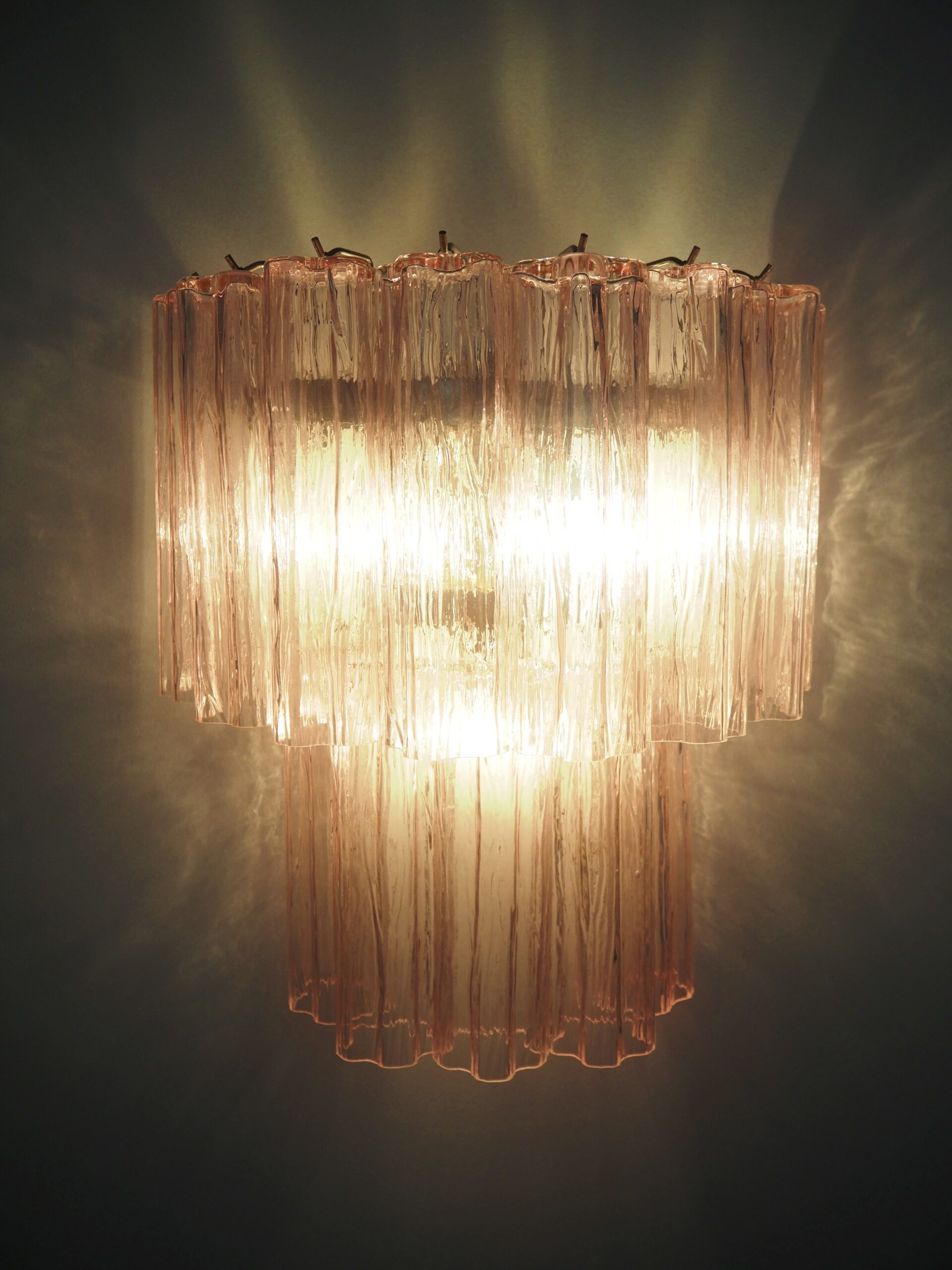 Murano Wall Lamp | 13 Pink Tube Glass | Set of 2