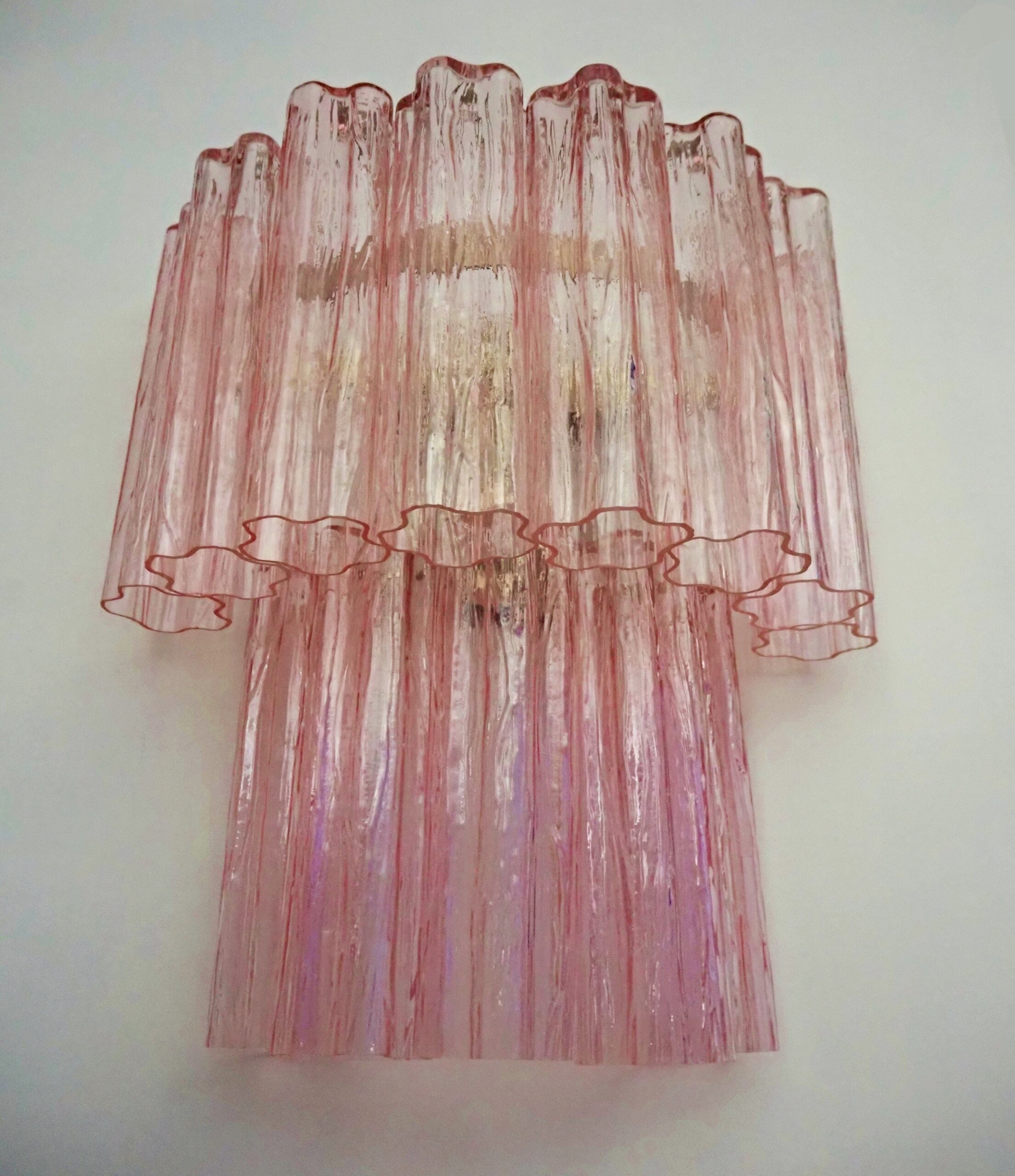 Murano Wall Lamp | 13 Pink Tube Glass | Set of 2
