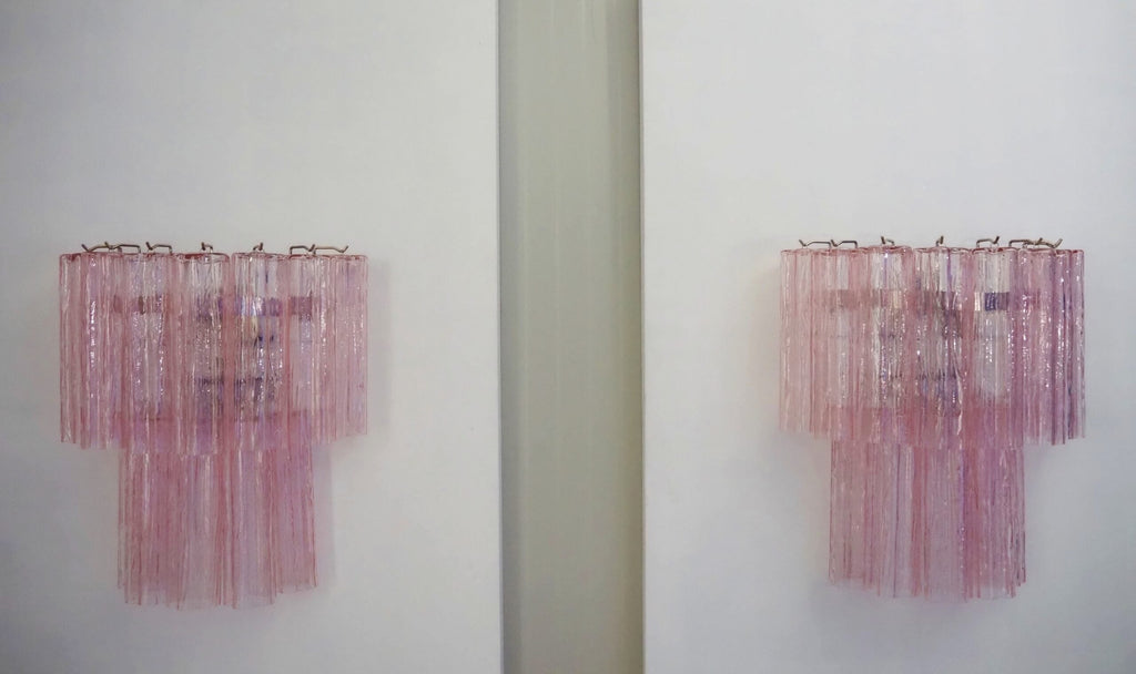 Murano Wall Lamp | 13 Pink Tube Glass | Set of 2