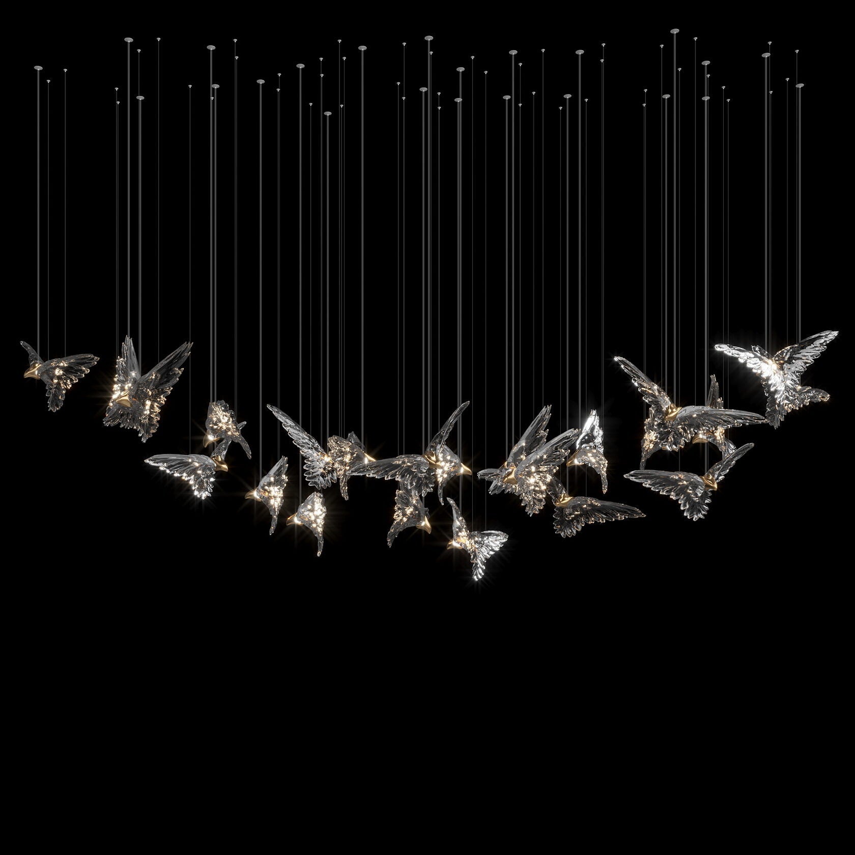 Crystal Bird Flock Chandelier