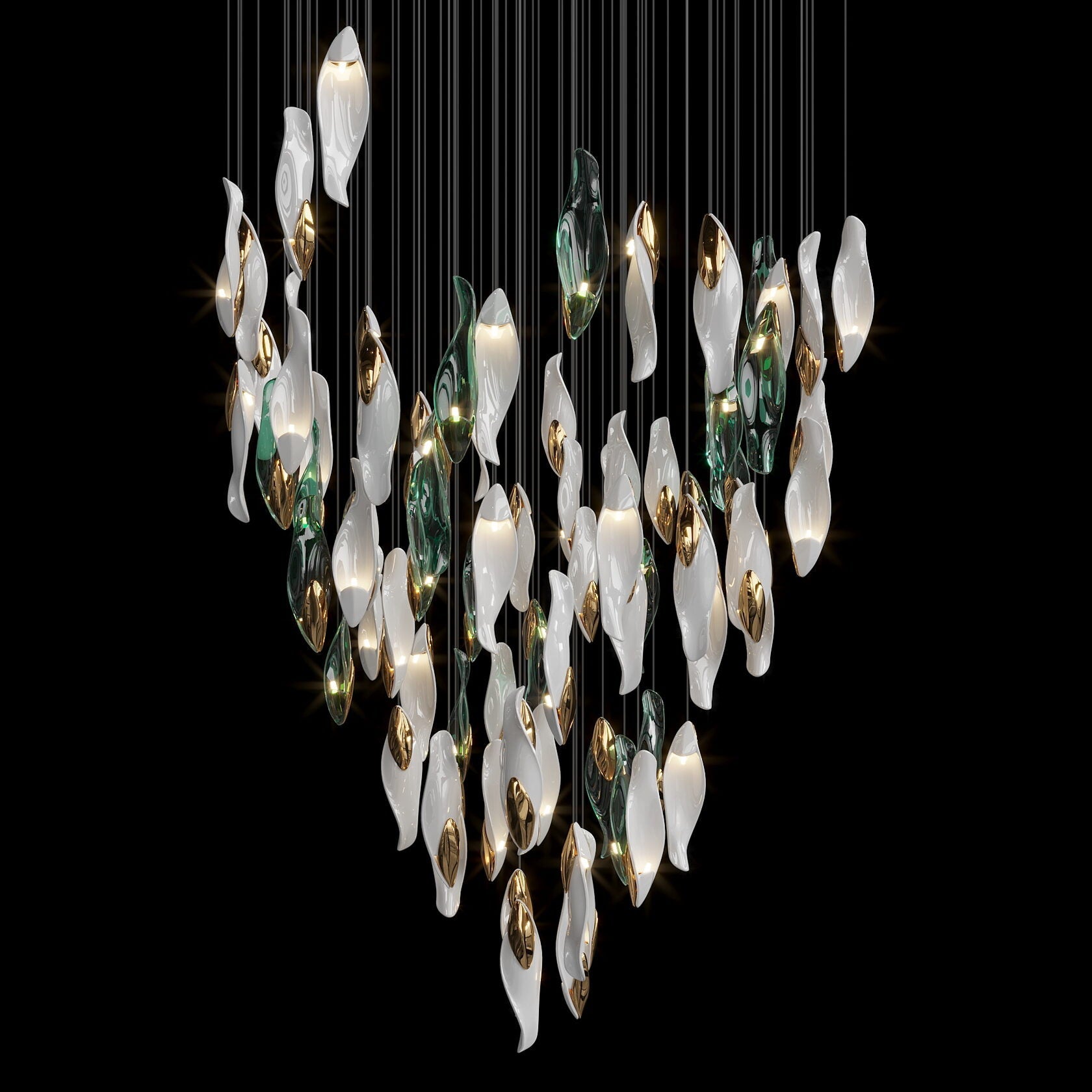 White Sea Petal Cascade Chandelier