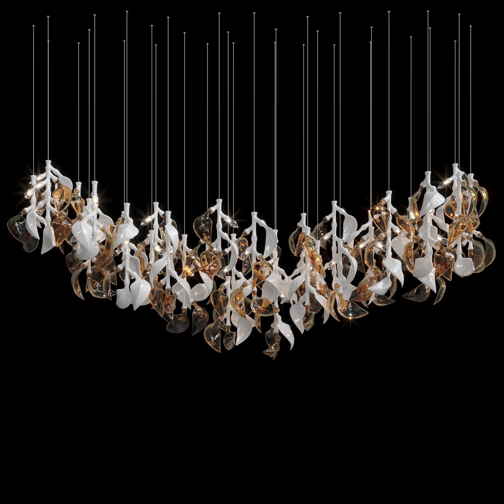White Calla Cascade Chandelier