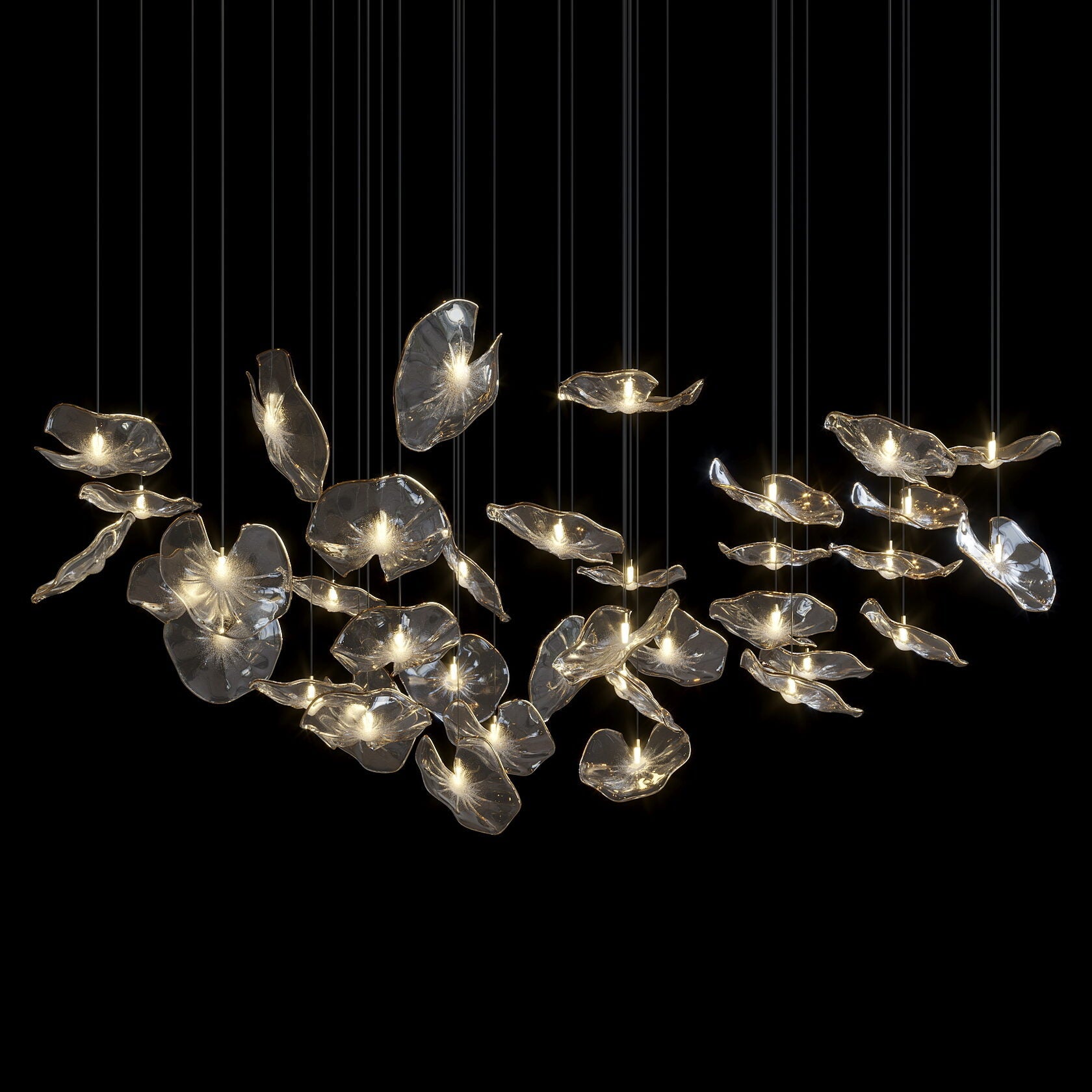Smoke Glass Lily Cluster Chandelier