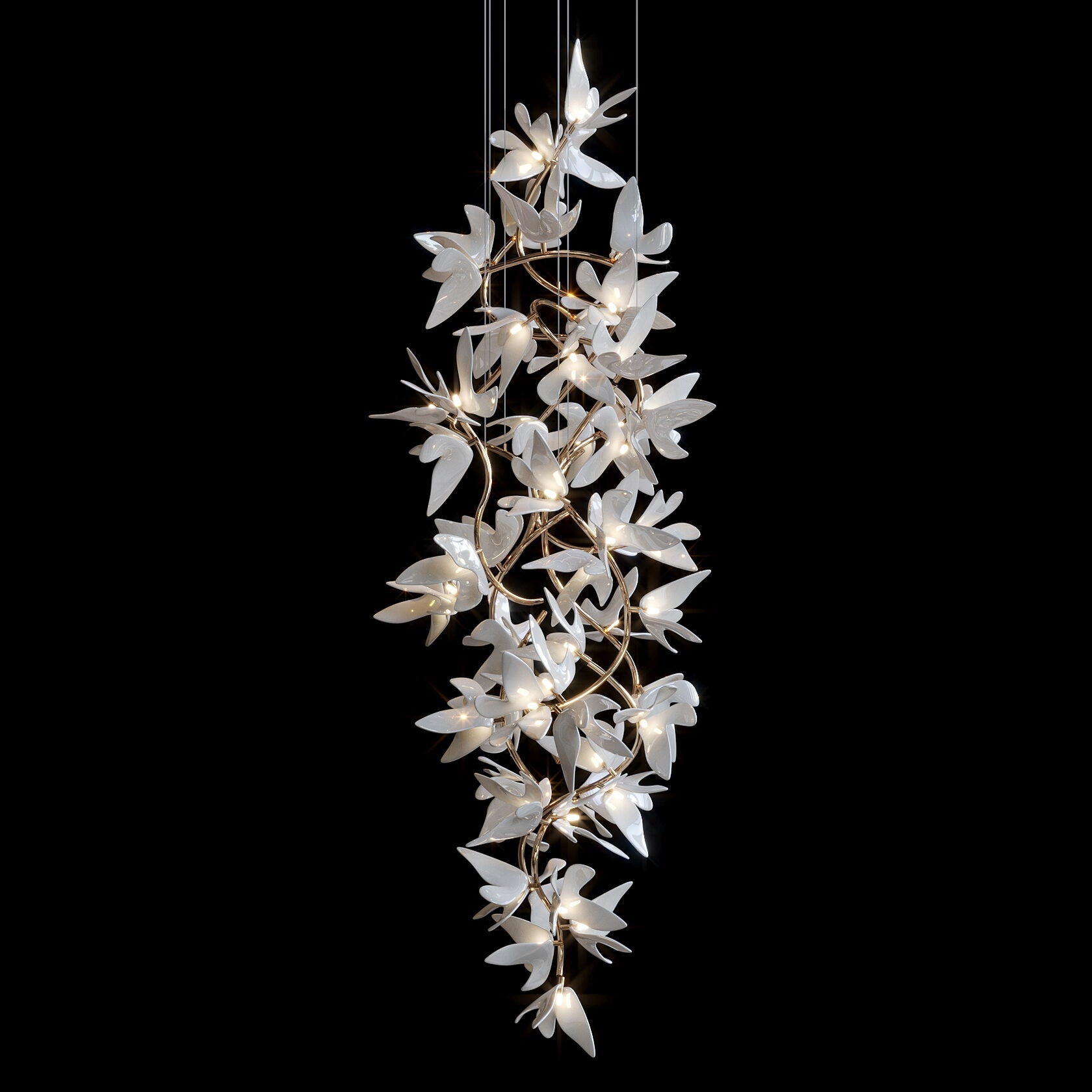 White Orchid Garland Chandelier