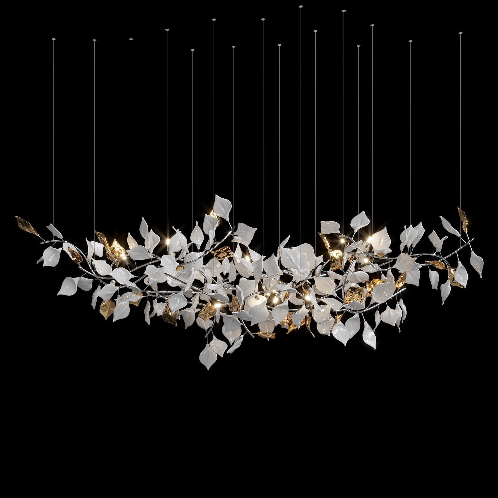 White Leaf Branch Chandelier